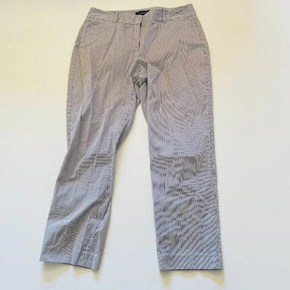 Talbots Pant Trouser Curvy Stripe Train Engineer Curvy Classic Traditional White - Picture 2 of 10